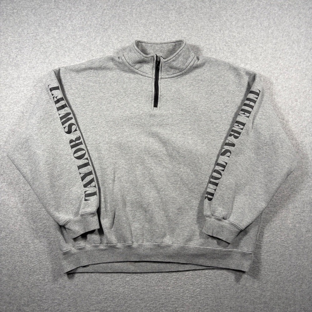 Taylor Swift Quarter Zip Sweatshirt Unisex XL Gray The Eras Tour Graphic
